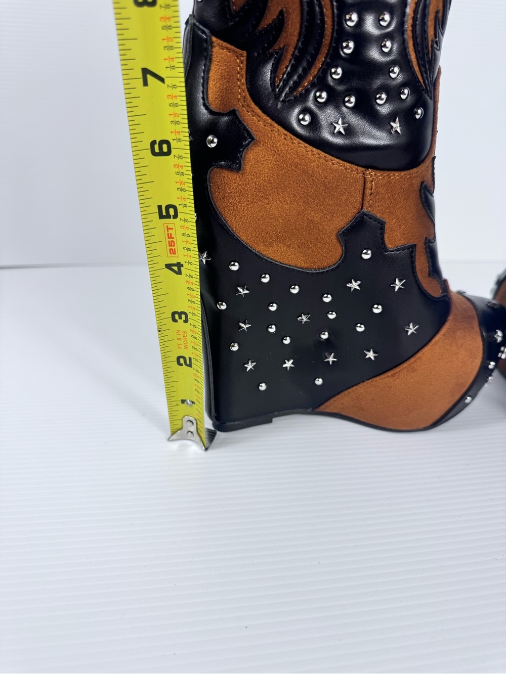 Azalea Wang Callia Black Multi Studded Western Wedge Boots NWT - Picture 5 of 7